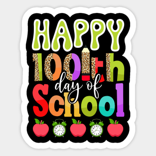 Cute 100th Day Of School 100 Days Leopard Rainbow Boys Girls Sticker